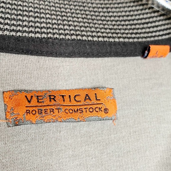 VERTICAL ROBERT COMSTOCK  Mens Gray Collared 1/4 Zip Pullover Sweater Large L - Picture 6 of 8